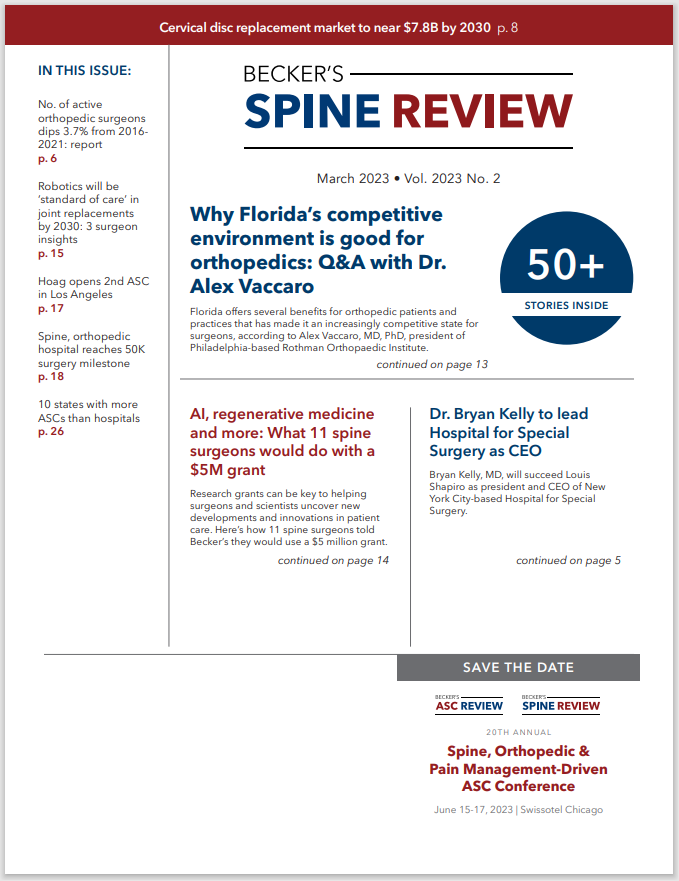 March 2023 Issue of Becker's Spine Review